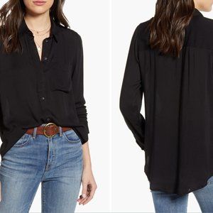 Treasure & Bond Dobby Classic Shirt, Black, Size Medium